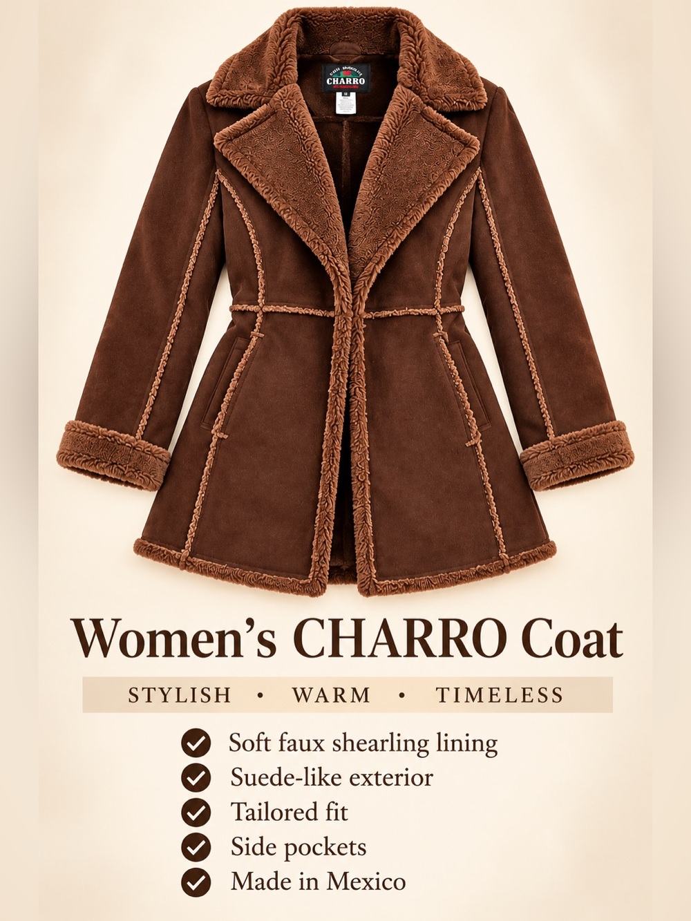 Charro Women's Brown Faux Shearling Teddy Jacket